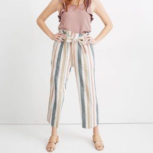 Madewell Huston Tie Stripe Pant Linen Cotton Blend